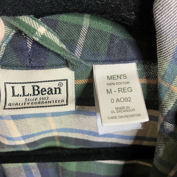 Vintage L.L. Bean Plaid Robe Mens M Green Blue Cotton Dressing Bath Waist Tie - Picture 2 of 11